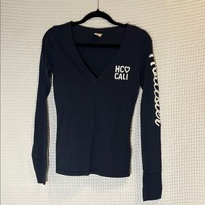 Hollister Dark Blue V-Neck Tee